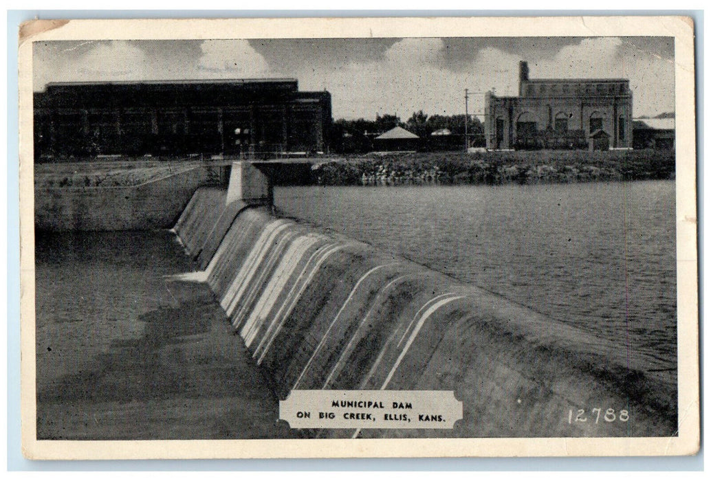 1950 Municipal Dam On Big Creek Ellis Kansas KS Vintage Posted Postcard