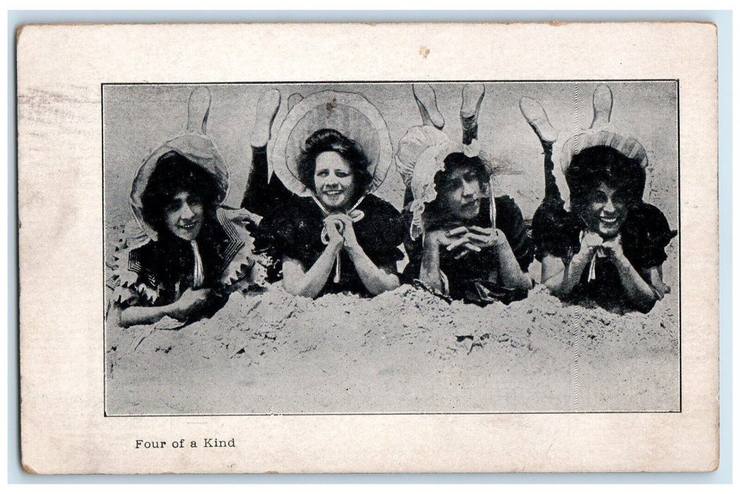 1907 Bathing Beauties Four Of A Kind Bonnet Youngstown Ohio OH Antique Postcard