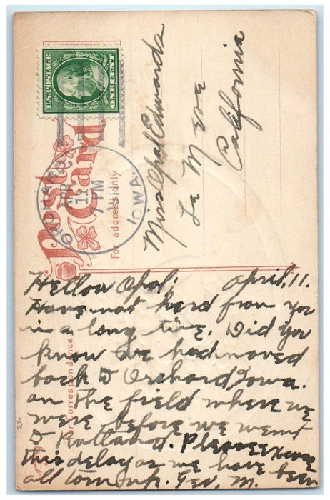 1910 Merry Christmas Ringing Bells Holly Berries Casey Iowa IA Embossed Postcard