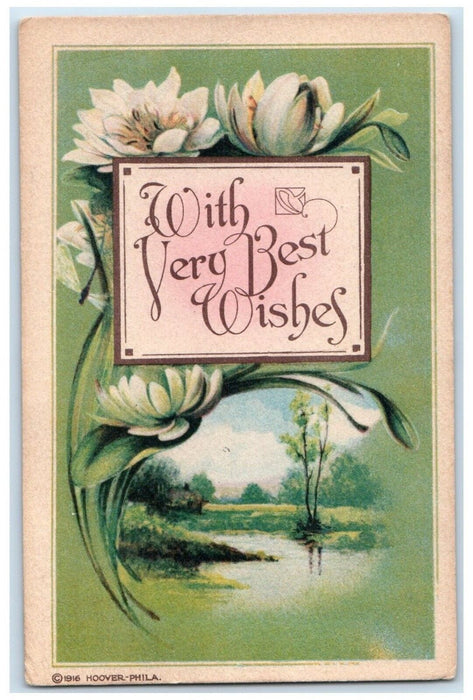 1919 Best Wishes Flowers Essex Iowa IA Hoover Phila Posted Antique Postcard