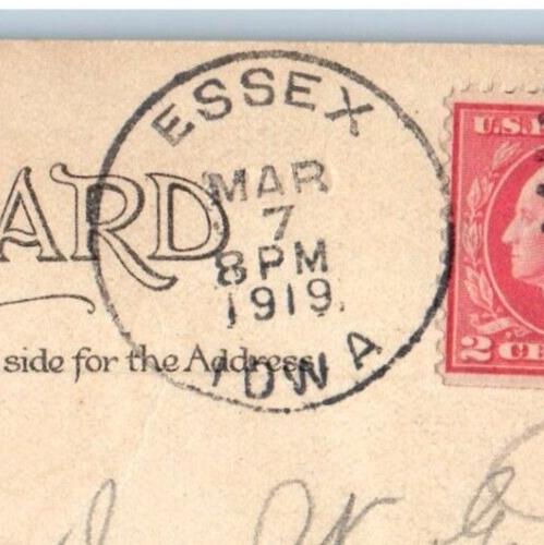 1919 Best Wishes Flowers Essex Iowa IA Hoover Phila Posted Antique Postcard