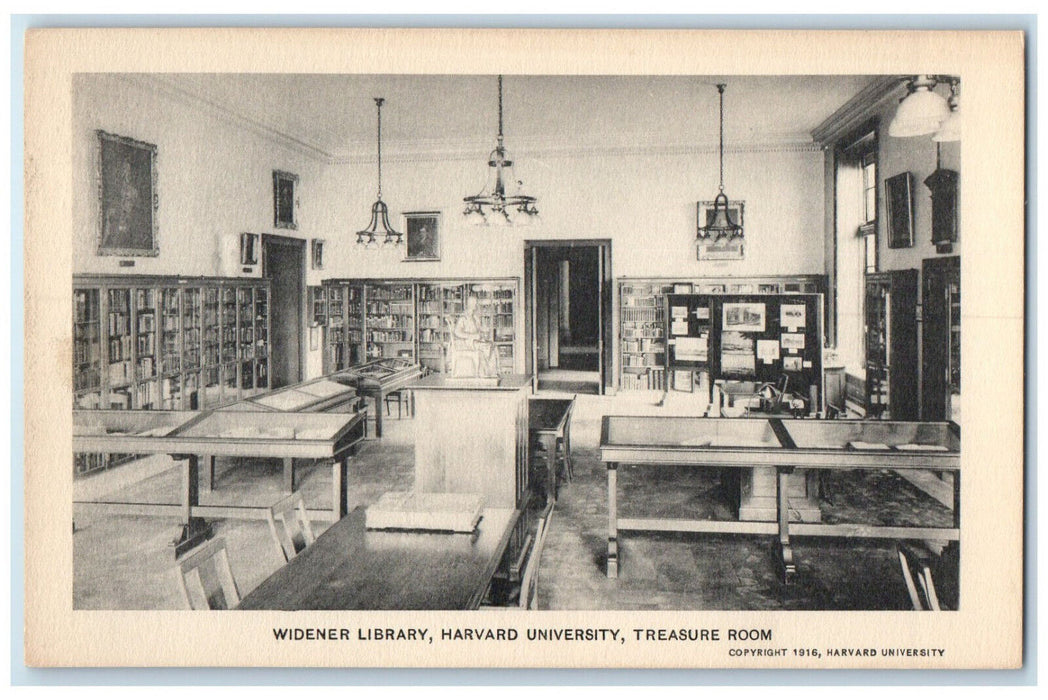 c1940's Widener Library Harvard University Treasure Room Cambridge MA Postcard