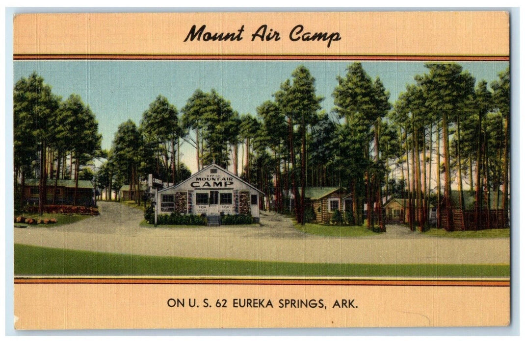 c1940's View Of Mount Air Camp Cabin Trees Eureka Springs Arkansas AR Postcard