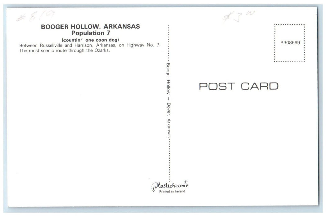 c1960's Bogger Hollow Arkansas Harrison Arkansas AR Dual View Vintage Postcard