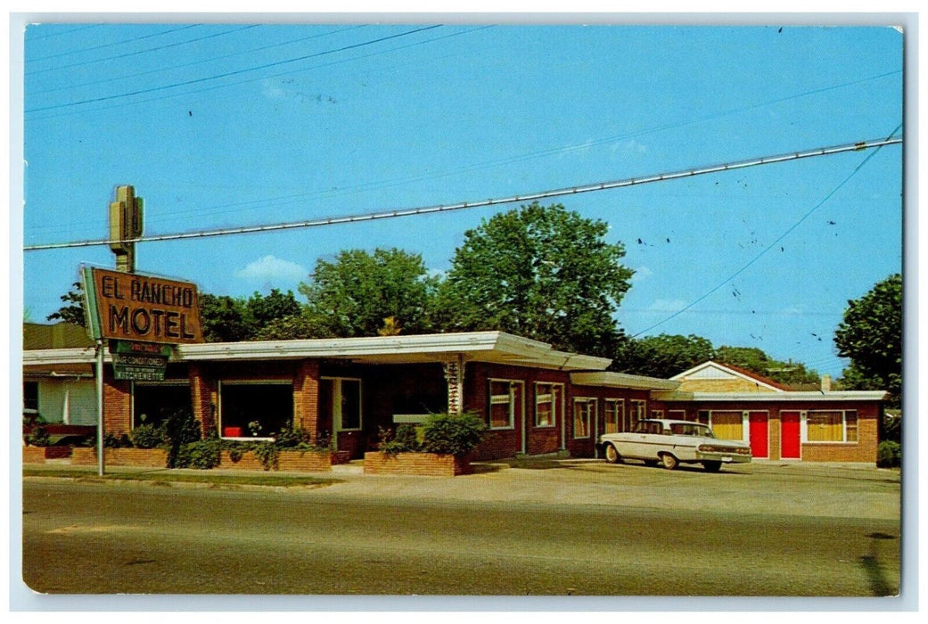 1965 El Rancho Motel Cars Hot Spring National Park Arkansas AR Vintage Postcard