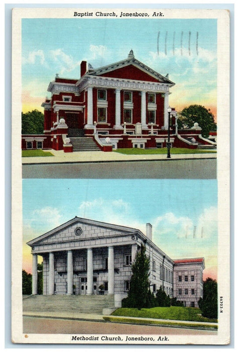 1945 Baptist Methodist Church Exterior Building Jonesboro Arkansas AR Postcard