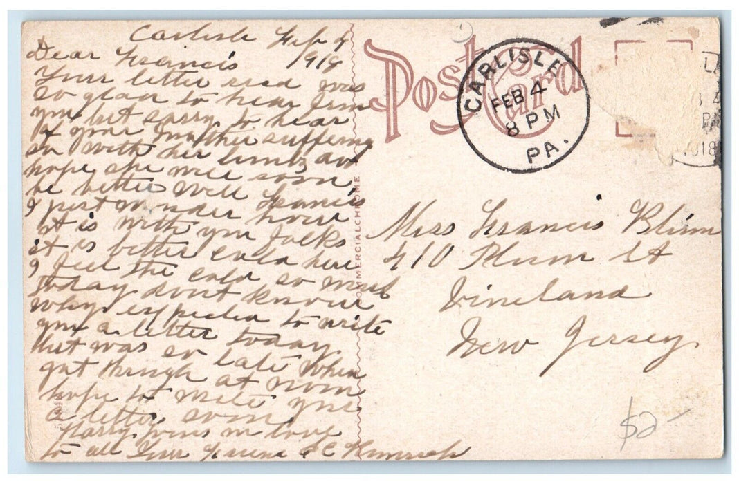 1918 Trickett Hall Law School Exterior Building Carlisle Pennsylvania Postcard