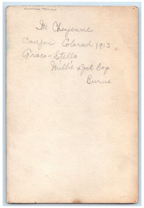 1913 Cheyenne Canyon Colorado Springs Burns Family Girls View CO RPPC Photo