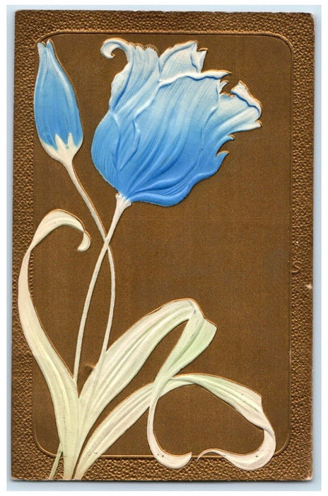 1909 Flowers Airbrushed Embossed Rutland Iowa IA Posted Antique Postcard