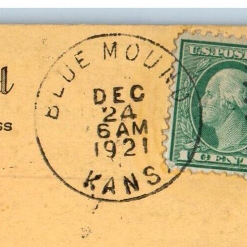 1921 Christmas Singing Heart Saviour's Blue Mounds Kansas KS Vintage Postcard