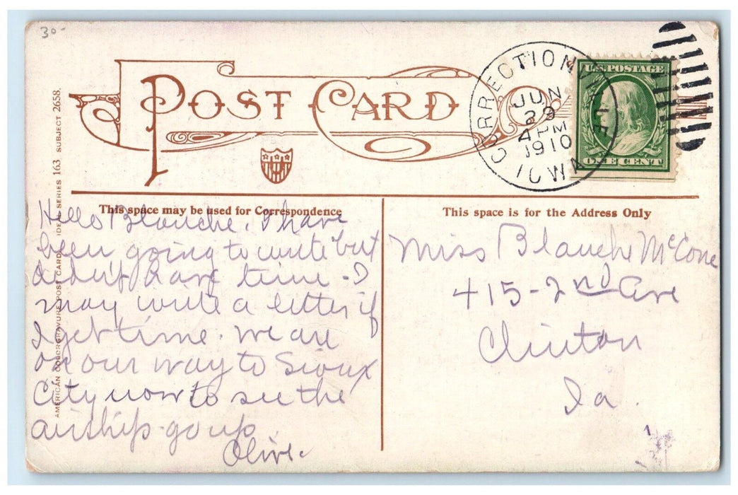 1910 Sheep Scene Mill Waterfalls Correctionville Iowa IA Posted Antique Postcard
