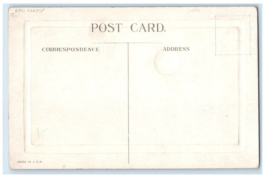 c1910's Christmas Arts Crafts House Trees Winter Embossed Antique Postcard