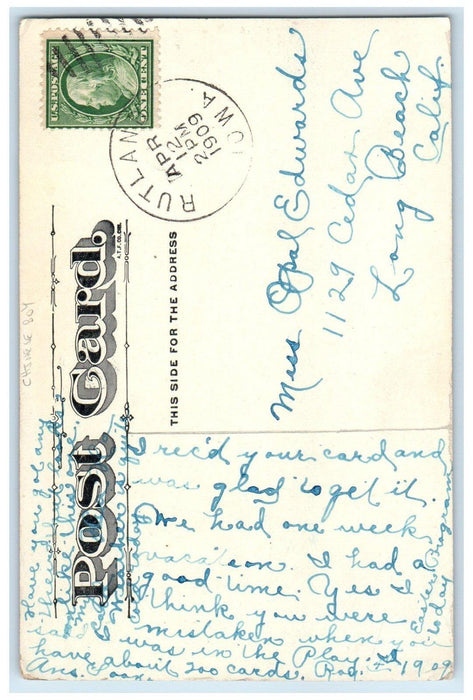 1909 Chinese Boy With Umbrella Rutland Iowa IA Posted Antique Postcard