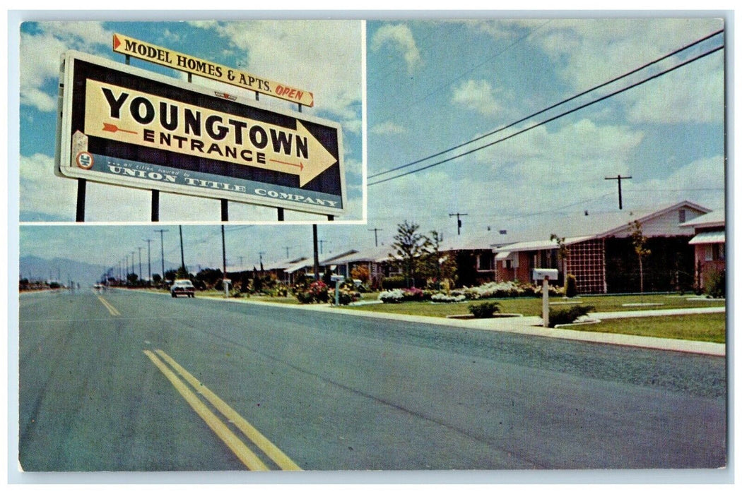 c1960's Model Homes & Apartments Car Youngtown Arizona AZ Vintage Postcard
