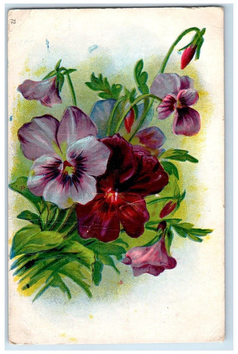 1909 View of Floral Leaf Rutland Iowa IA Embossed Antique Posted Postcard