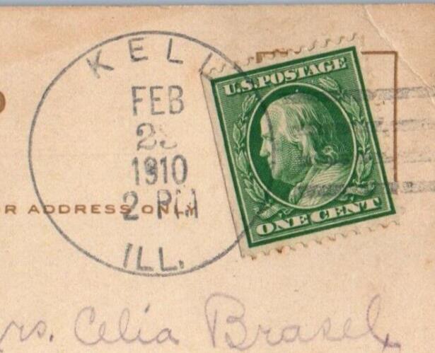 1910 As Time Spins On Kell Illinois IL Flower Posted Antique Postcard