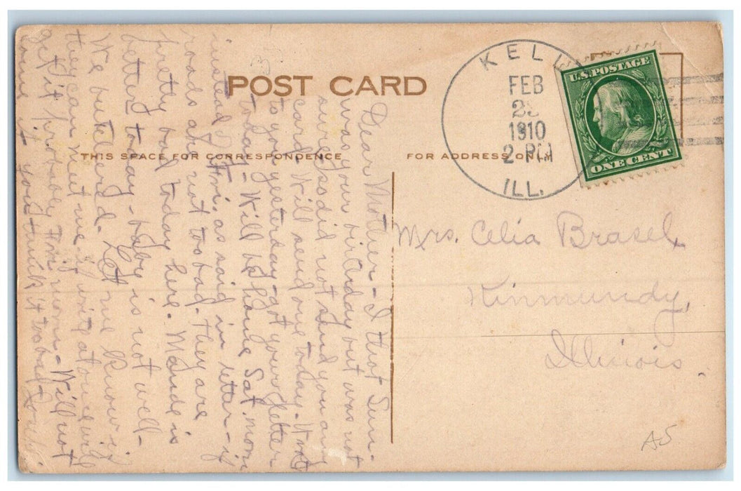 1910 As Time Spins On Kell Illinois IL Flower Posted Antique Postcard