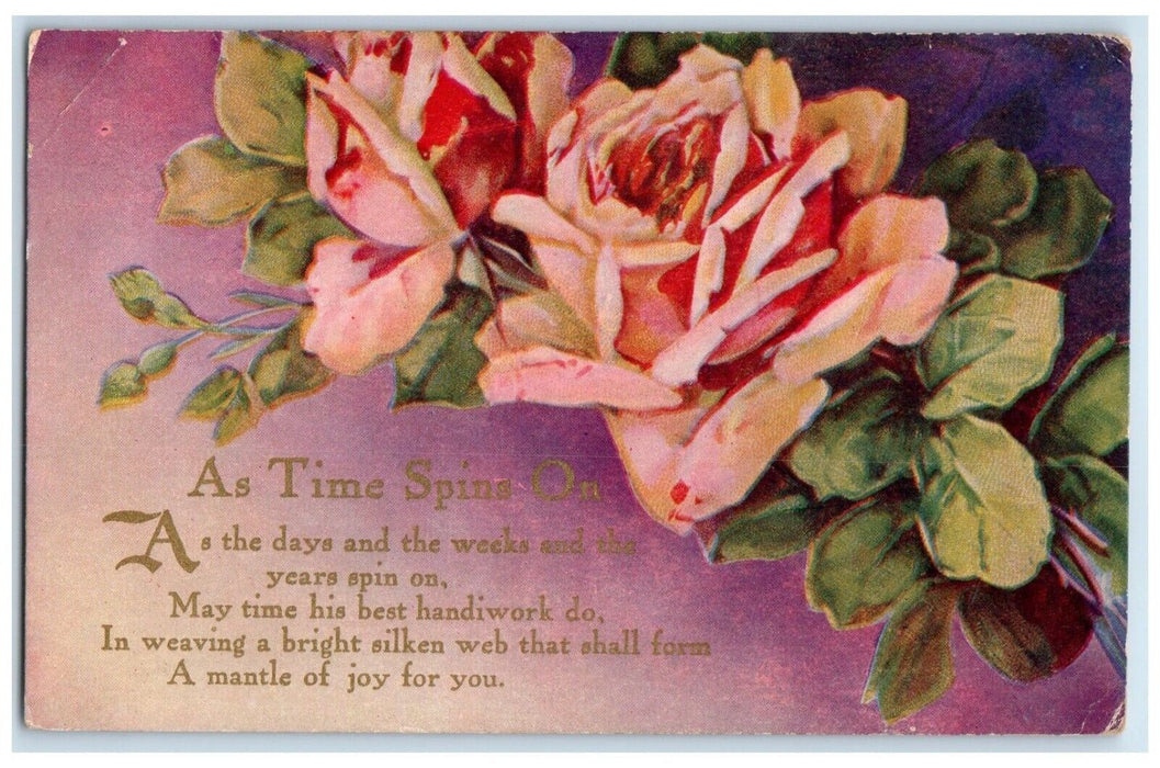 1910 As Time Spins On Kell Illinois IL Flower Posted Antique Postcard