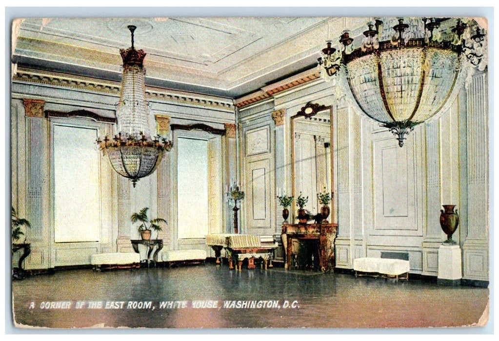 1913 Corner of East Room White House Washington DC Fellsmere FL Postcard