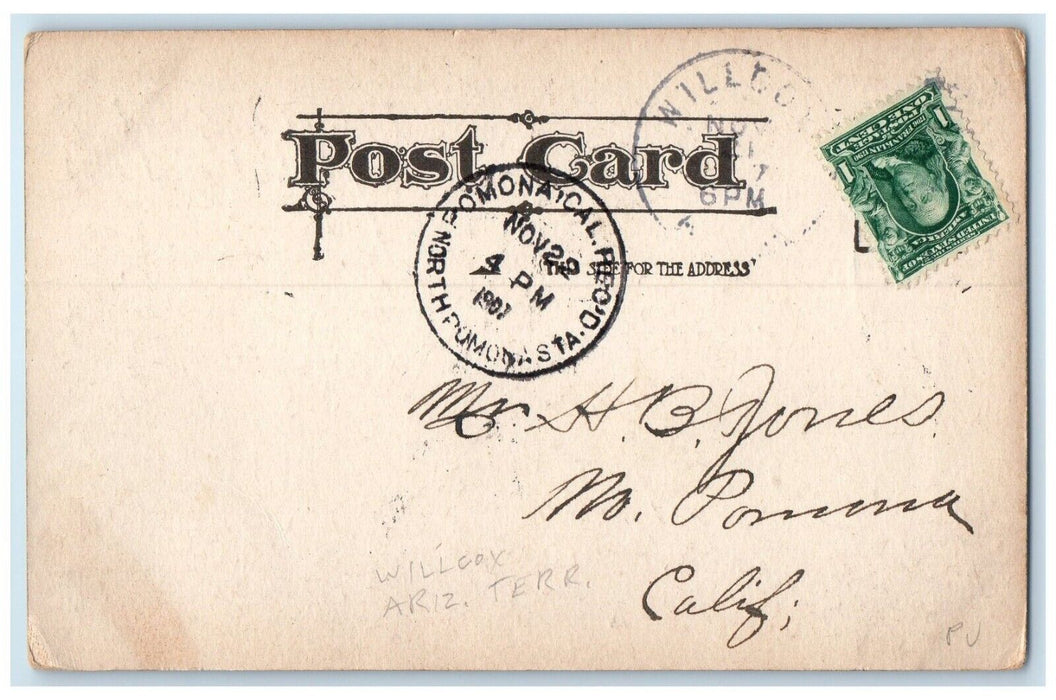 1907 Headwrap Cigarette Light Willcox Arizona AZ Antique Posted Postcard