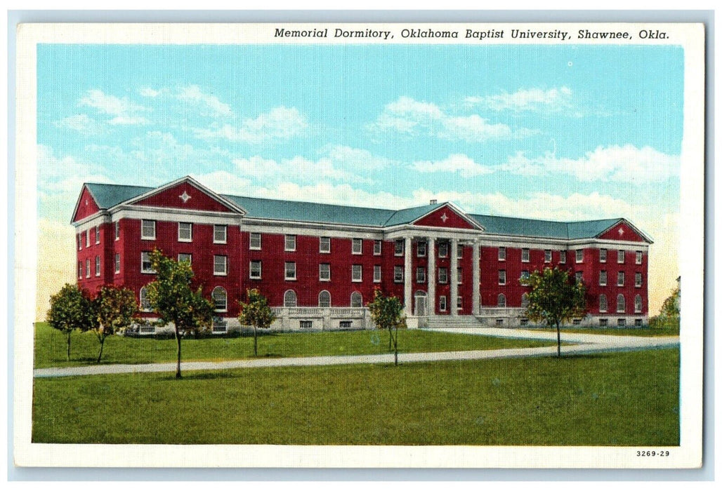 c1940 Memorial Dormitory Oklahoma Baptist University Shawnee Oklahoma Postcard