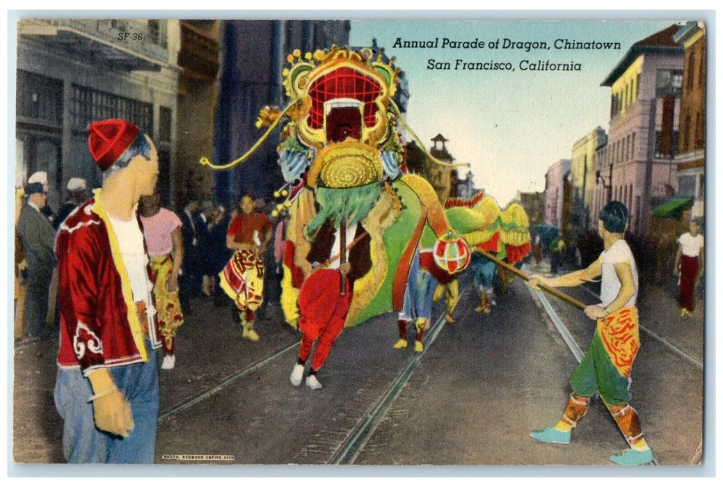 Annual Parade Of Dragon Chinatown San Francisco California CA Vintage Postcard