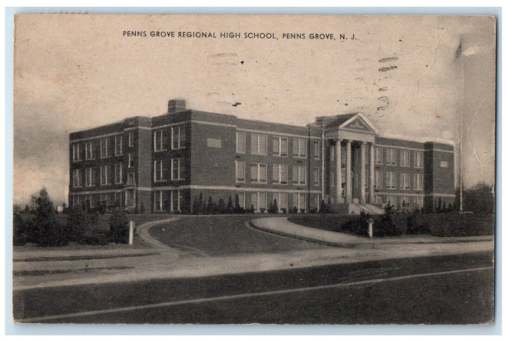 1943 Penns Grove Regional High School Exterior Penns Grove New Jersey Postcard