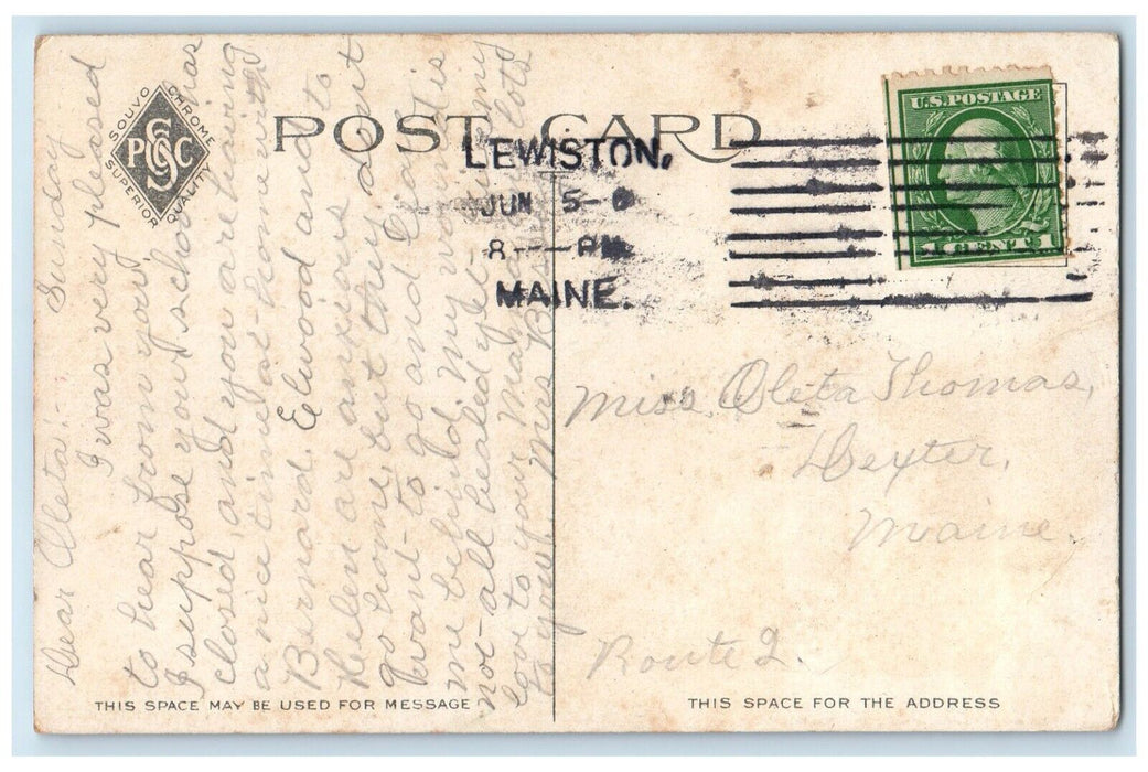 c1910 Exterior View Edward Little High School Lewiston Maine ME Antique Postcard