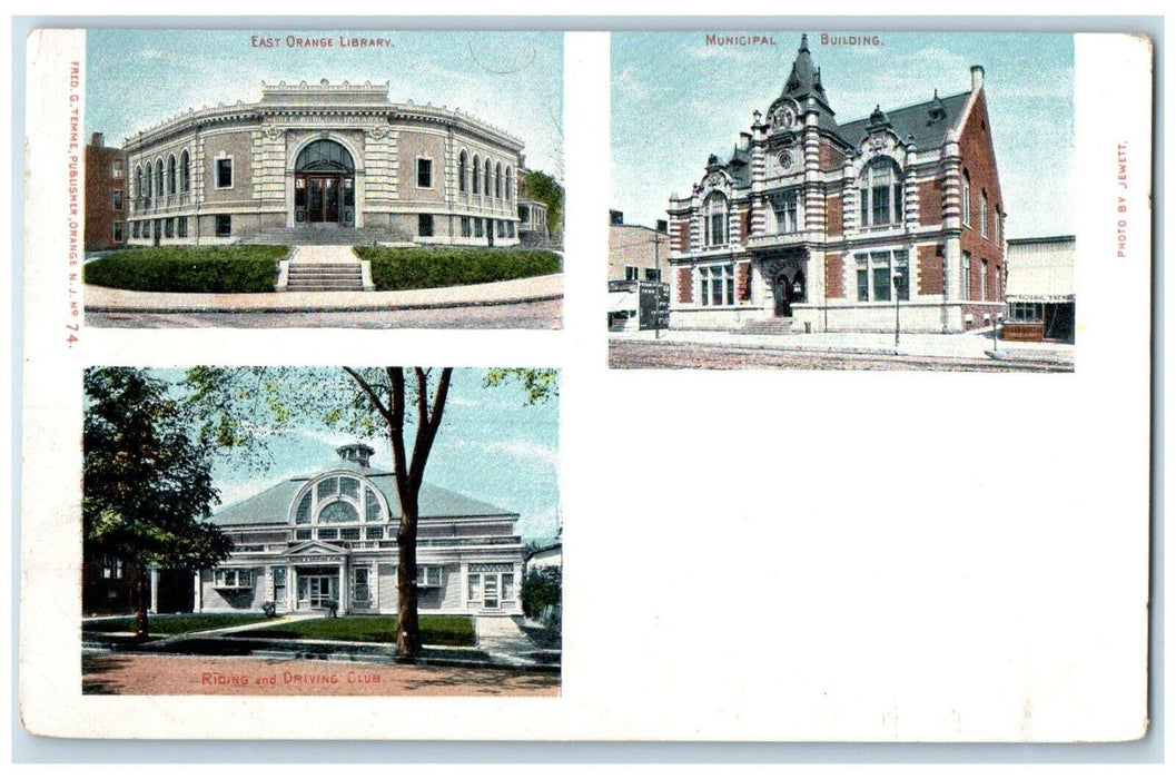 1905 East Orange Library Municipal Building Multiview Orange New Jersey Postcard