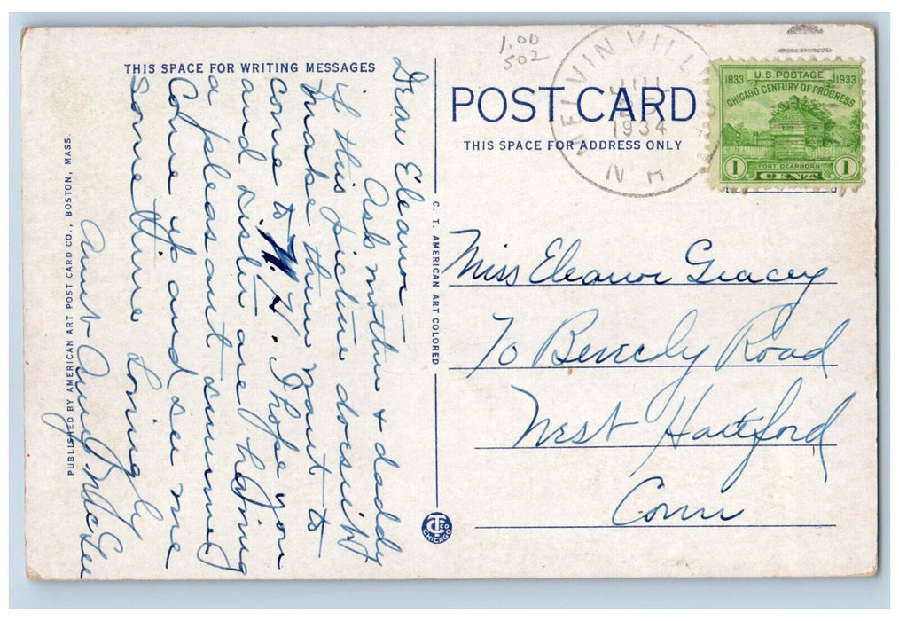 1934 Glory Moonlight Mt Chocorua Lake White Mountains New Hampshire NH Postcard