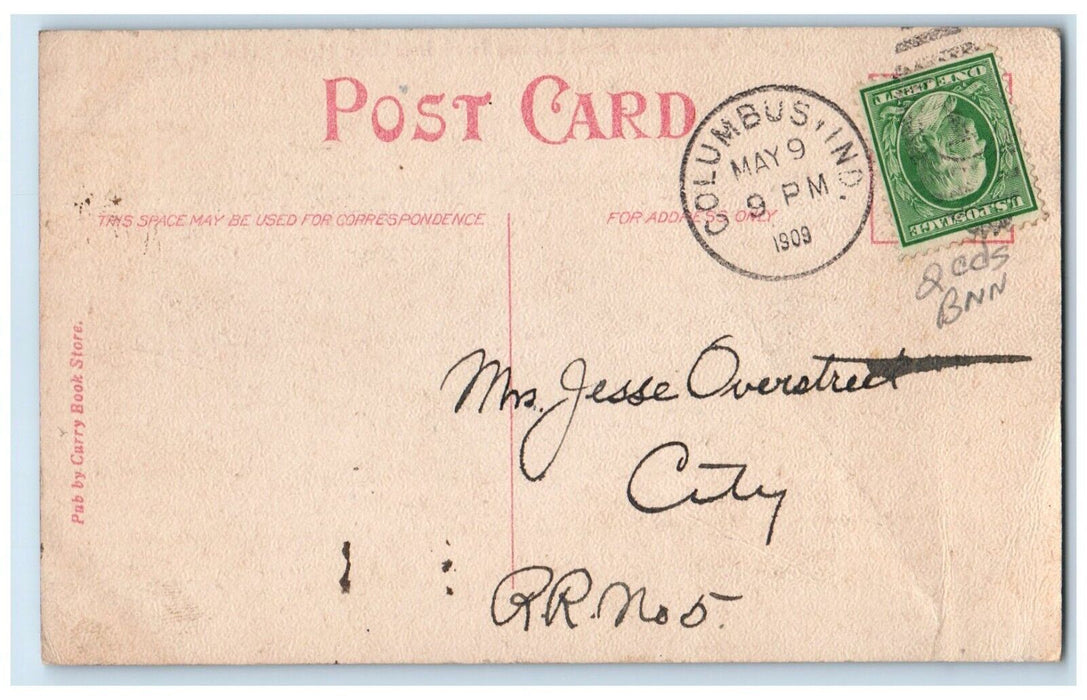 1909 Washington Street Looking North Court House Road Columbus Indiana Postcard