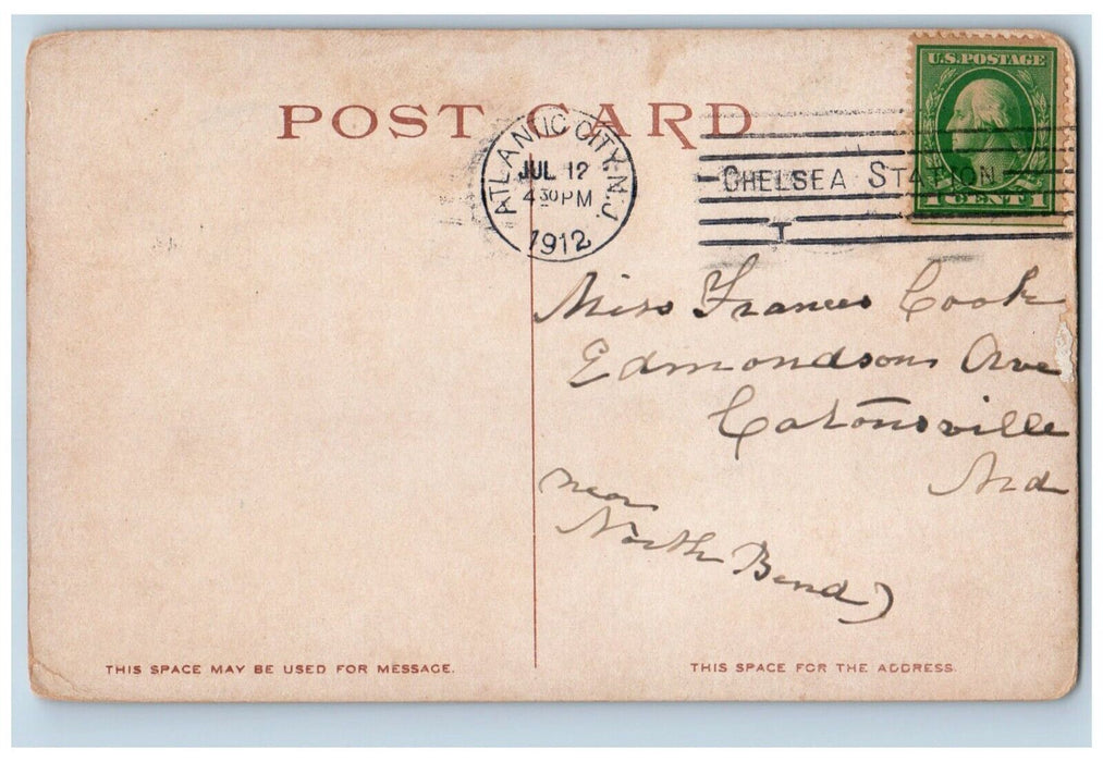 1912 New Fireproof Addition Hotel Dennis Atlantic City New Jersey NJ Postcard