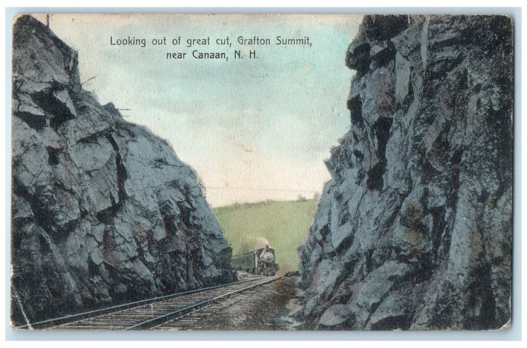 1909 Looking Great Cut Grafton Summit Locomotive Canaan New Hampshire Postcard