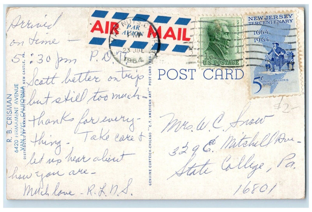 1964 Class Fountain Stairway Upper Campus Grove College Pennsylvania PA Postcard