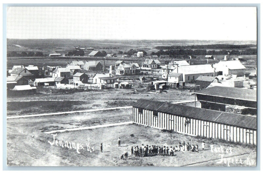 c1940 Lumber Yard Avenue Blue Ribbon Barn Jennings Centennial Kansas KS Postcard