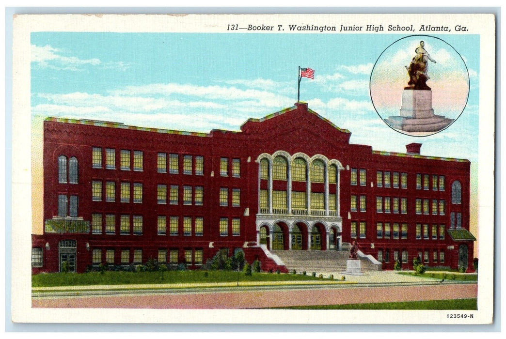 c1940 Booker Washington Junior High School Building Atlanta Georgia GA Postcard