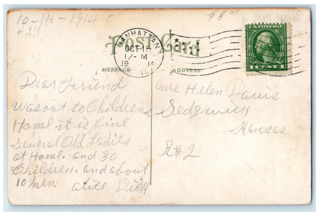 1914 First National Bank Spot Cash Stores Exterior Manhattan Kansas KS Postcard