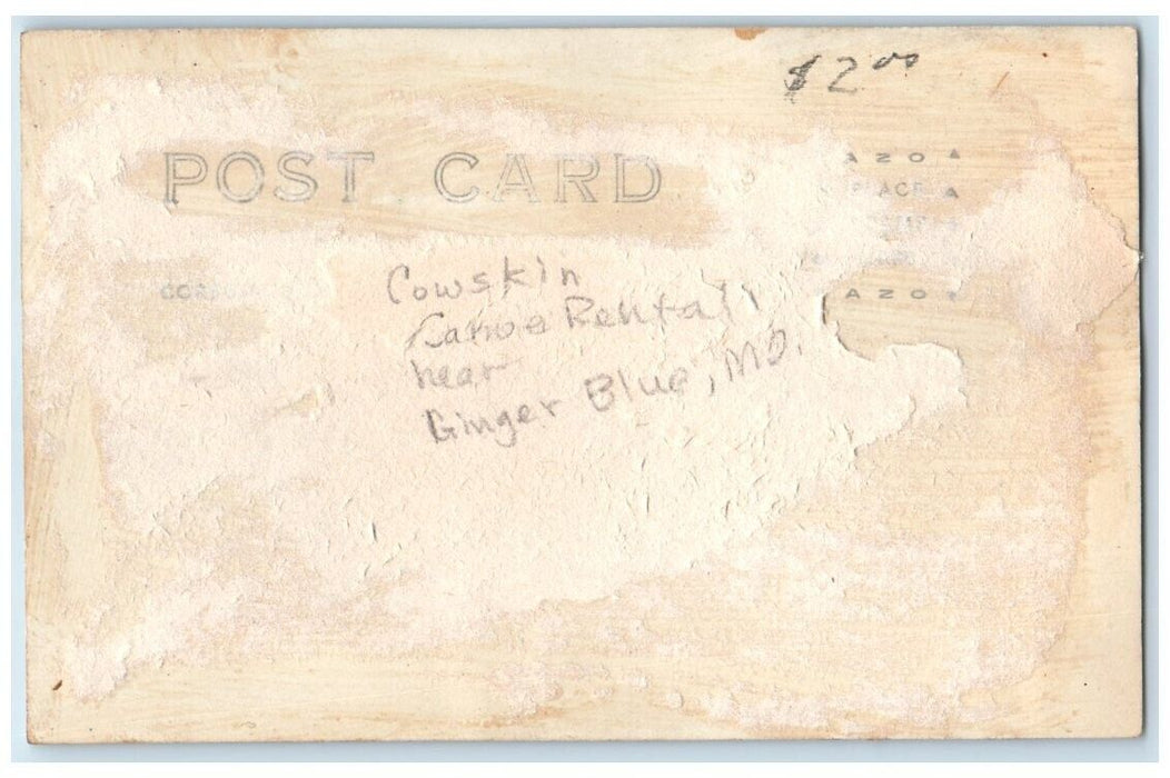 c1920's Cowskin Canoe Rental Near Ginger Blue Missouri MO RPPC Photo Postcard