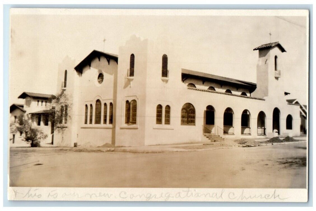 c1918 Congregational Church Building View La Mesa CA RPPC Photo Postcard