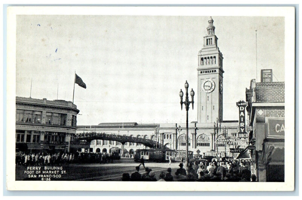 c1930's Ferry Building Foot Of Market St. San Francisco California CA Postcard