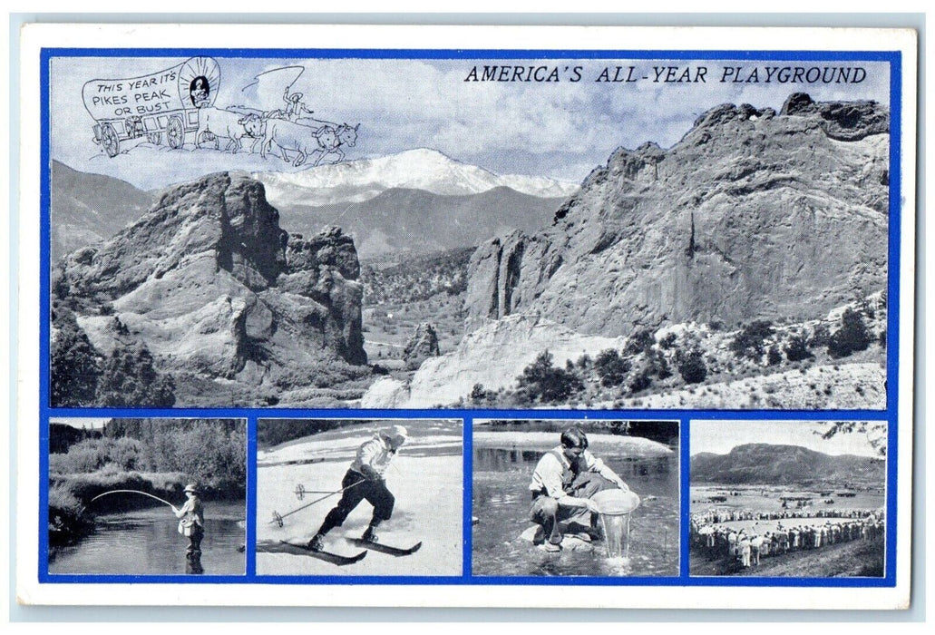 Pikes Peak America's All Year Playground Colorado Springs CO Multiview Postcard