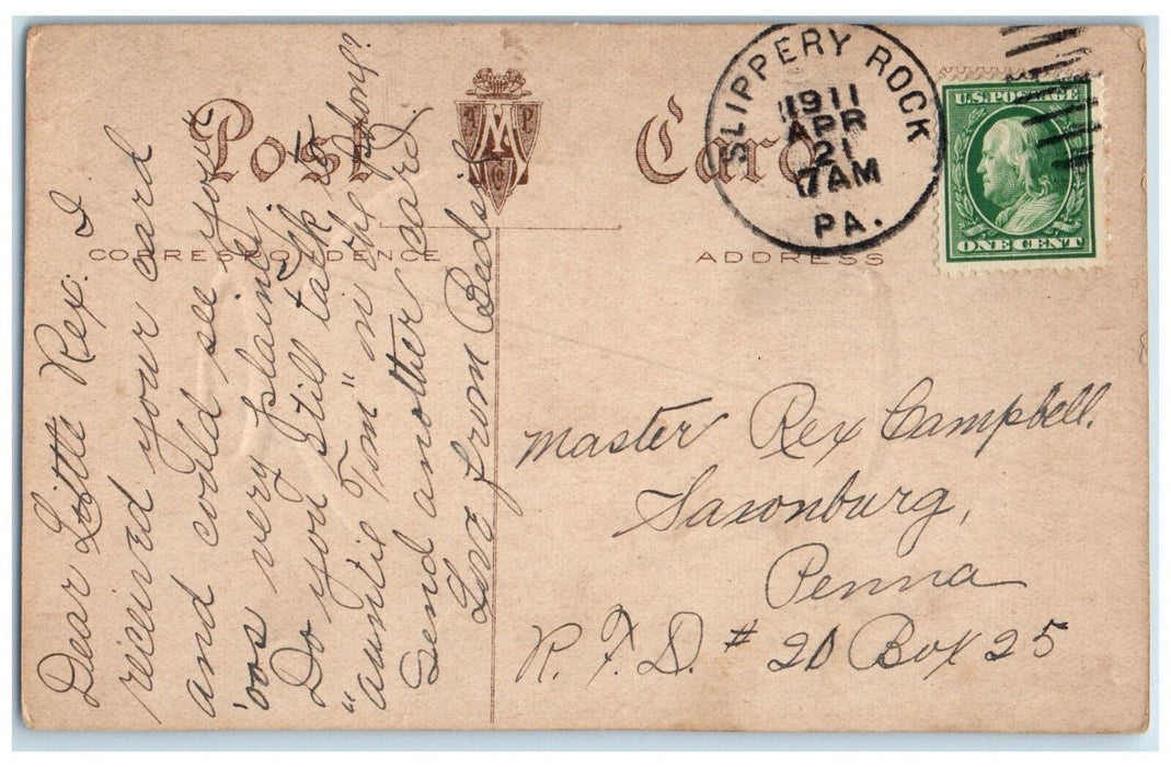 1911 From A Friend Barn Horse Carriage Slippery Rock Pennsylvania PA Postcard