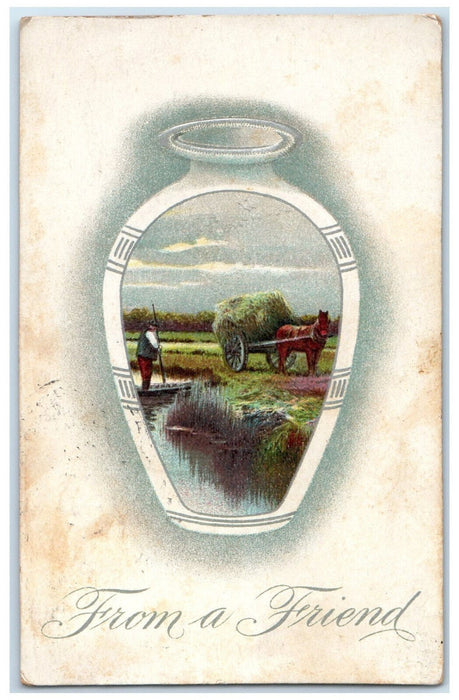 1911 From A Friend Barn Horse Carriage Slippery Rock Pennsylvania PA Postcard
