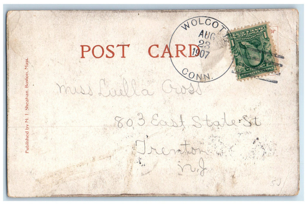 1907 Evening Prayer Luella Babe Dog Praying Wolcott Connecticut CT Postcard