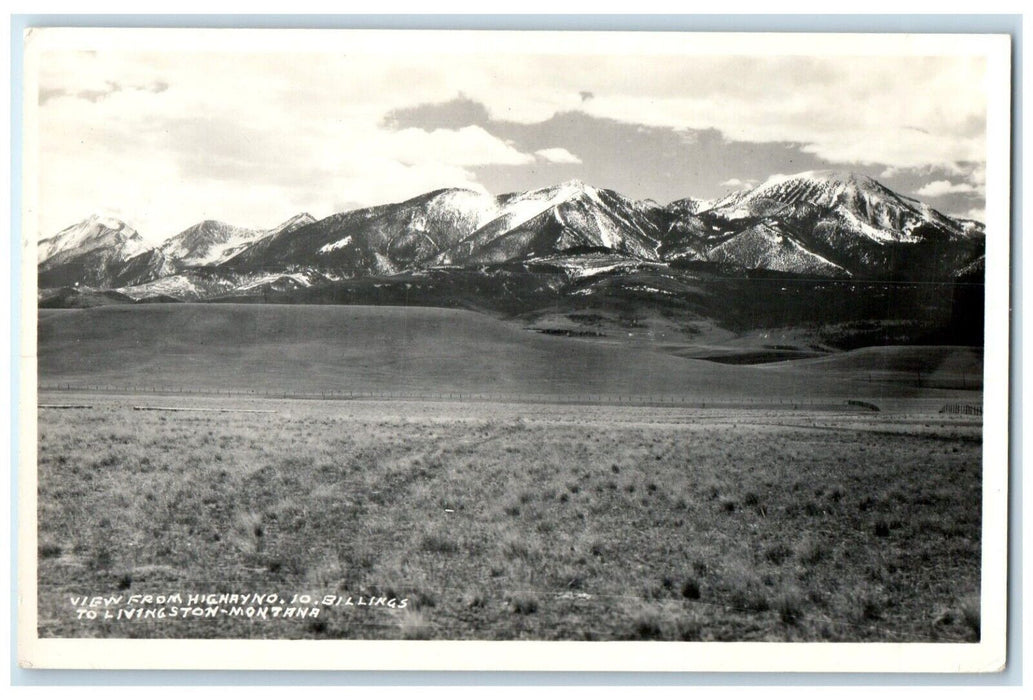 View From Highway No. 10 Billings To Livingston Montana MT RPPC Photo Postcard