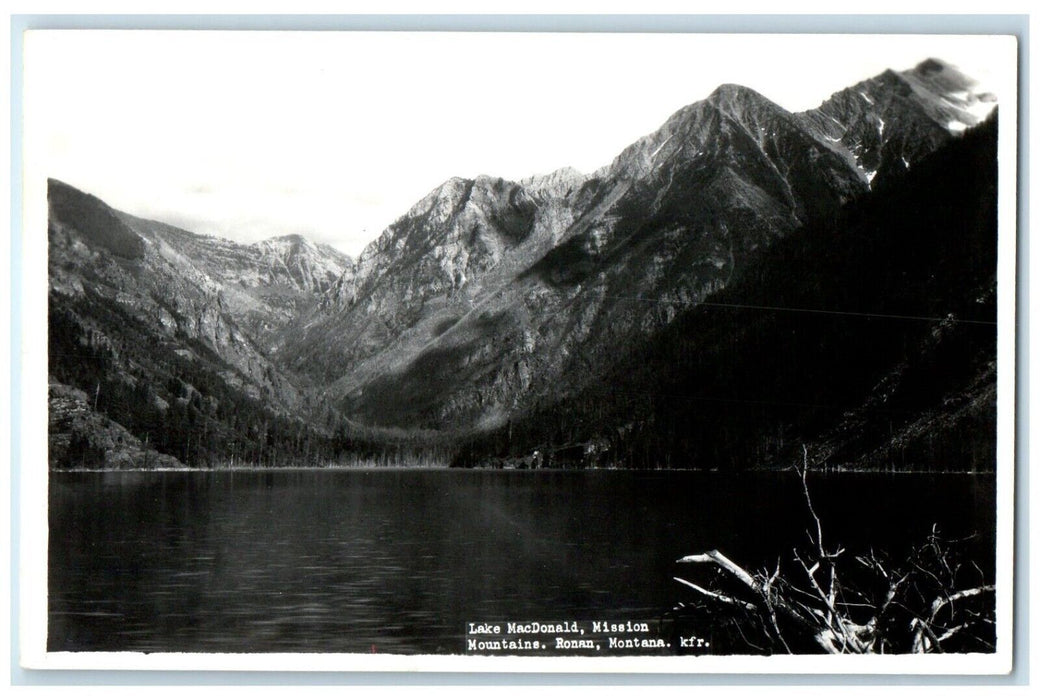 Lake MacDonald Mission Mountains Ronan Montana MT RPPC Photo Vintage Postcard