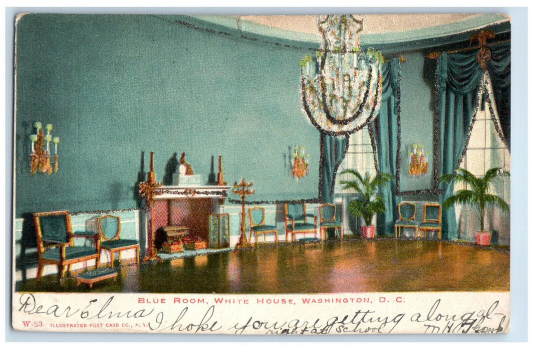 1907 Blue Room White House Washington DC Newtown Square Pennsylvania PA Postcard