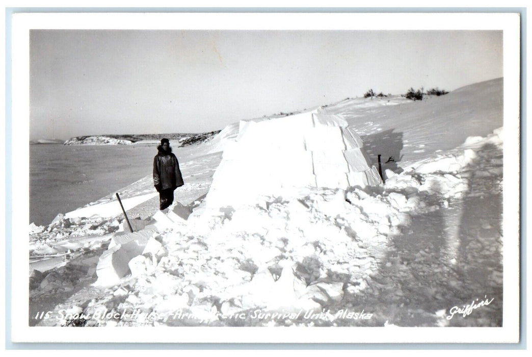 c1950's Snow Block Army Artic Survival Unite Alaska AK RPPC Photo Postcard