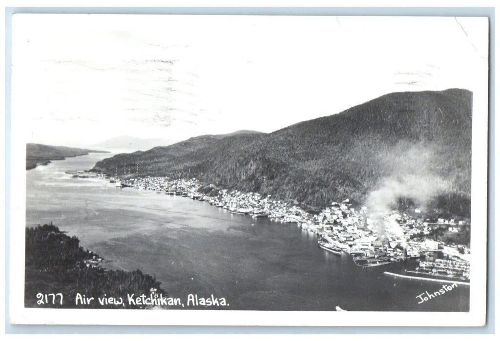 1953 Air View Of Ketchikan Alaska AK RPPC Photo Posted Vintage Postcard