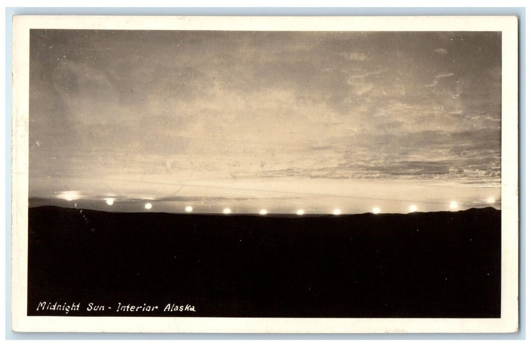 1941 View Of Midnight Sun Interior Alaska AK RPPC Photo Posted Vintage Postcard